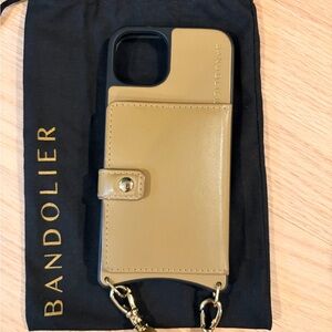 Bandolier Camel and Black Phone Case with Gold Accents